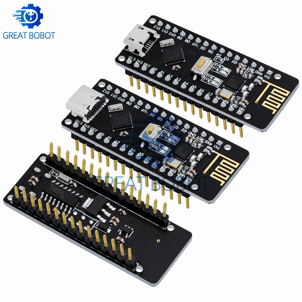 EGBO RF-Nano for Arduino Nano V3.0, Micro USB Nano Board ATmega328P QFN32 5V 16M CH340, Integrate NRF24l01+2.4G wireless