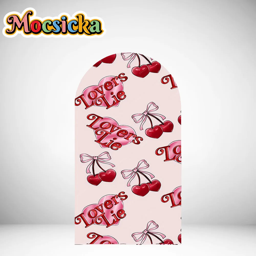 Mocsicka cubierta de arco de 2 caras cinta de lazo rosa decoración de cereza telón de fondo arco de Baby Shower pared niño fiesta de cumpleaños foto Banner
