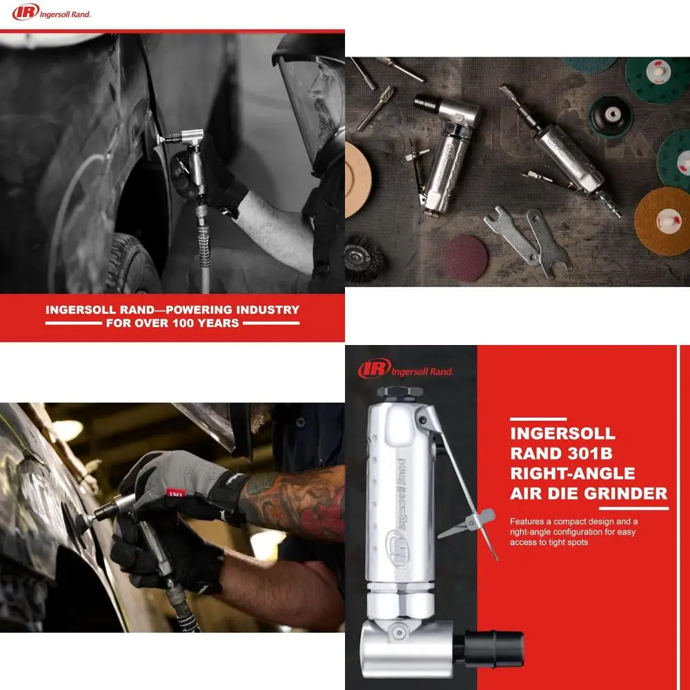 

Lightweight 1/4 Air Die Grinder, 21k RPM, Right Angle, Ball Bearing, Safety Lock, Aluminum Body, Black