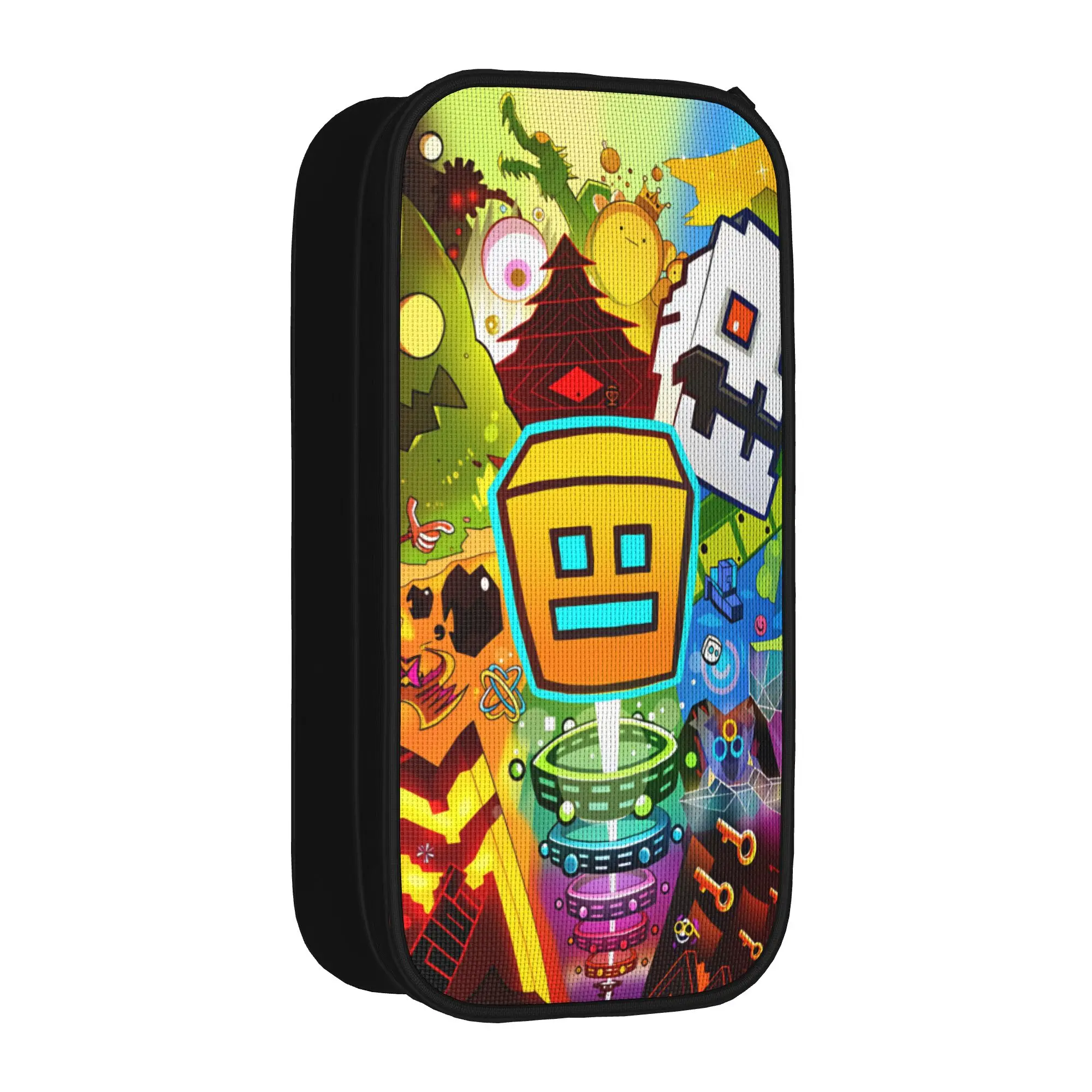 Geometry Gaming Dashed Pencil Case  University Pencil Box Students Zipper Lovely School Pencil Cases Printed Supplies