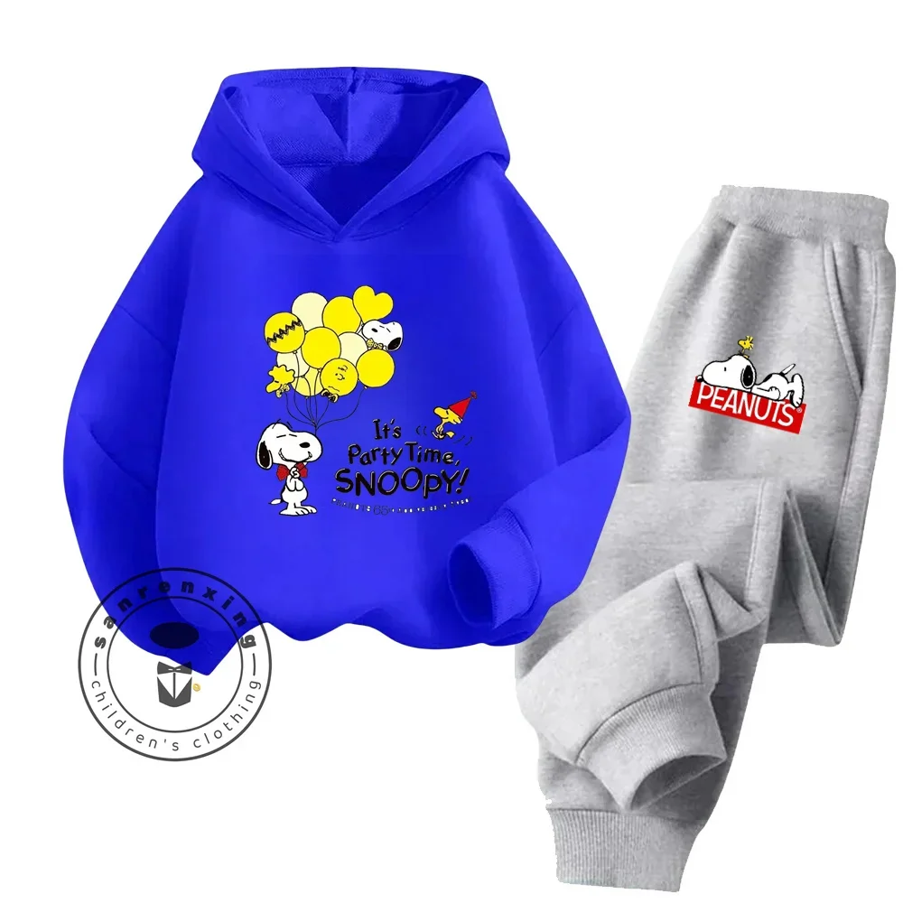 Snoopy Spring & Autumn Kids Boys & Girls Hoodie Pants Set Cartoon Snoopy Print Cute Casual Kids Clothing Set Sweatshirt Casual