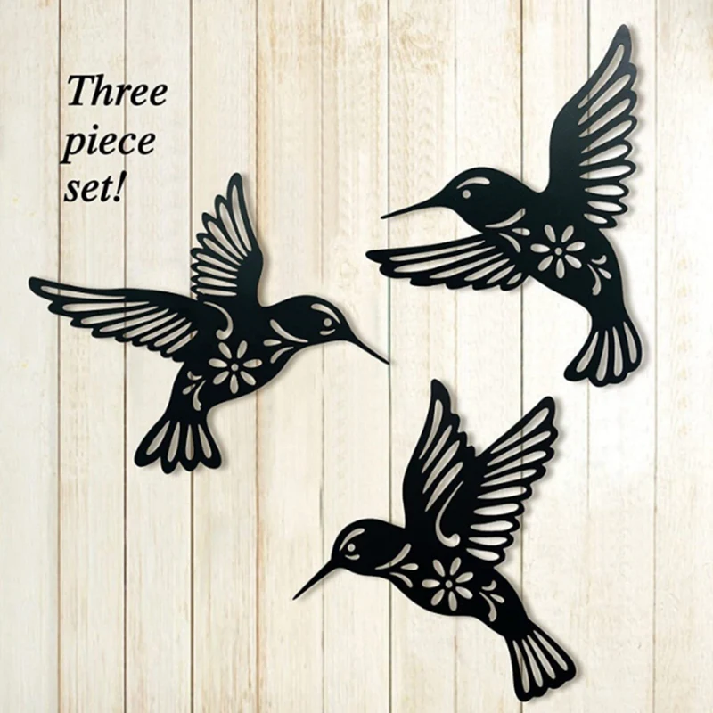 

3 Pieces Metal Bird Wall Cutout Iron Bird Sculpture Waterproof Wall Hanging Figurines Wall Silhouette Wall Hanging