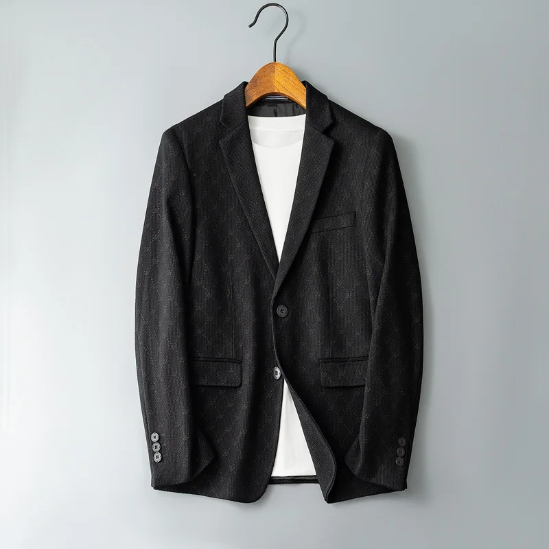 

Autumn Winter Men's Slim Fit Casual Suit Jaet Single Piece Trendy Korean Sle Youthful Faionable Cotton Blend Fabric