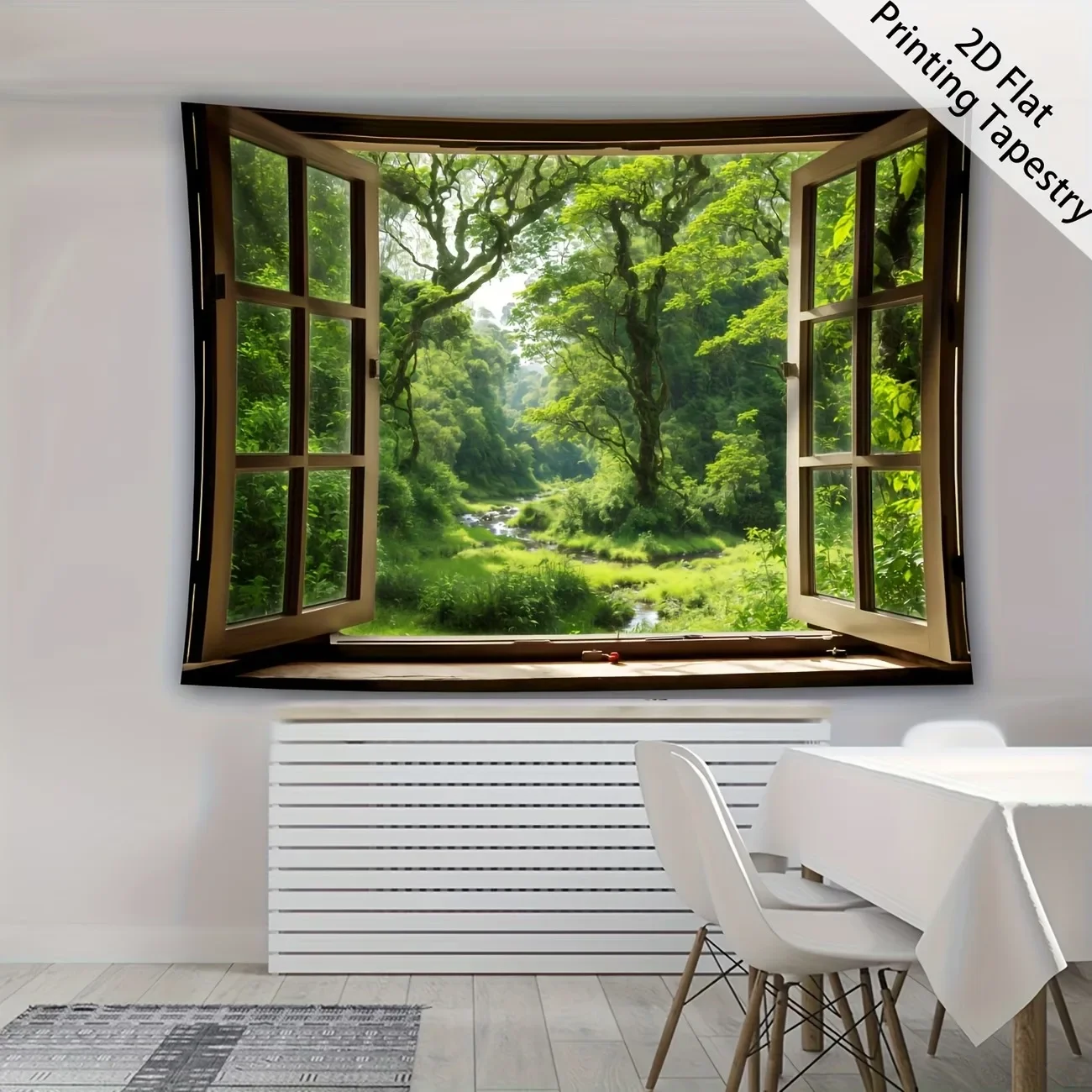 VIKAMA Visual Illusion Sea View Window Tapestry For Bedroom, Living Room And Beach Wall Decoration; Home Aesthetic Decoration