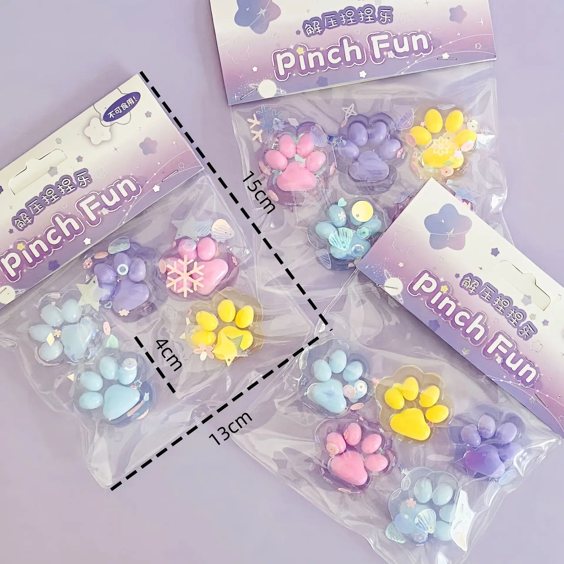 5Pcs/1 Beutel Gradienten Mini Pailletten Katze Pfoten Prise Weiche Langsam Rebound Spielzeug Transparent Kristall Katze Pfote Nette Squeeze Stress Relief Spielzeug