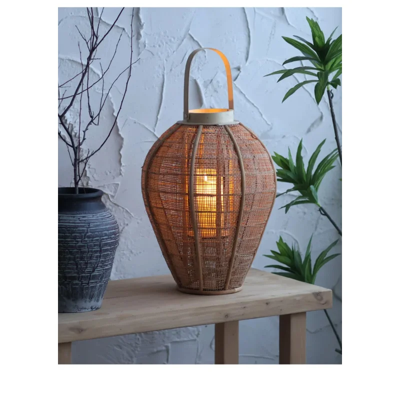 

Vintage linen wind lamp candltick handm wooden atmosphere lantern decoration ornament B & B hotel courtyard wi-sandy