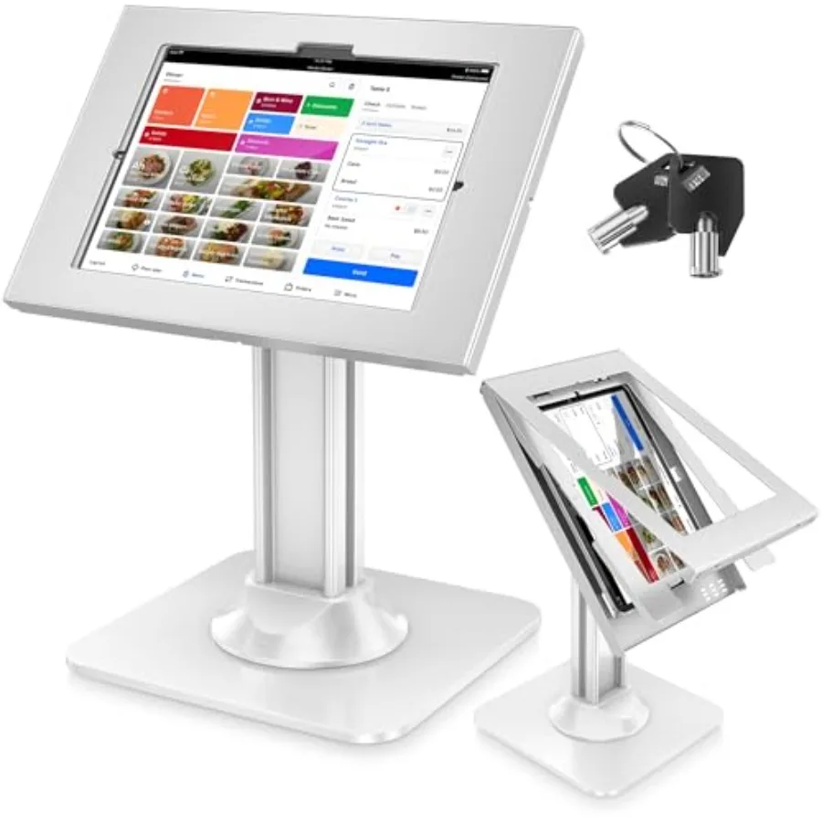 

AboveTEK Anti-Theft iPad Kiosk Stand POS iPad Security Stands Aluminum Locking Tablet Stand with Heavy Duty Base 360 Swivel 75