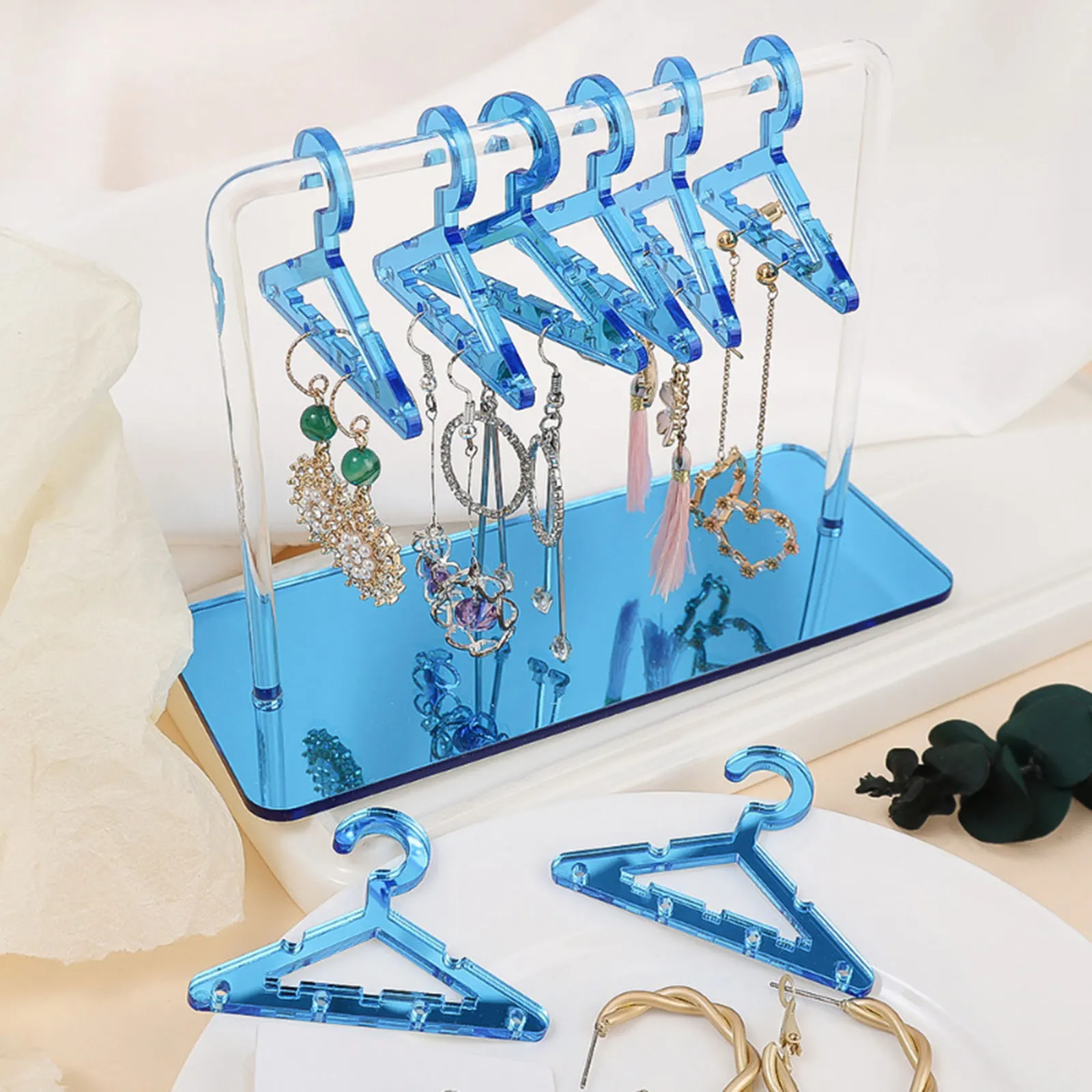 Acrylic Coat Hanger Rack Large Capacity Earring Stand Organizer Tree Earring Holder Hook Jewelry Display Stand for Girl DIY Gift