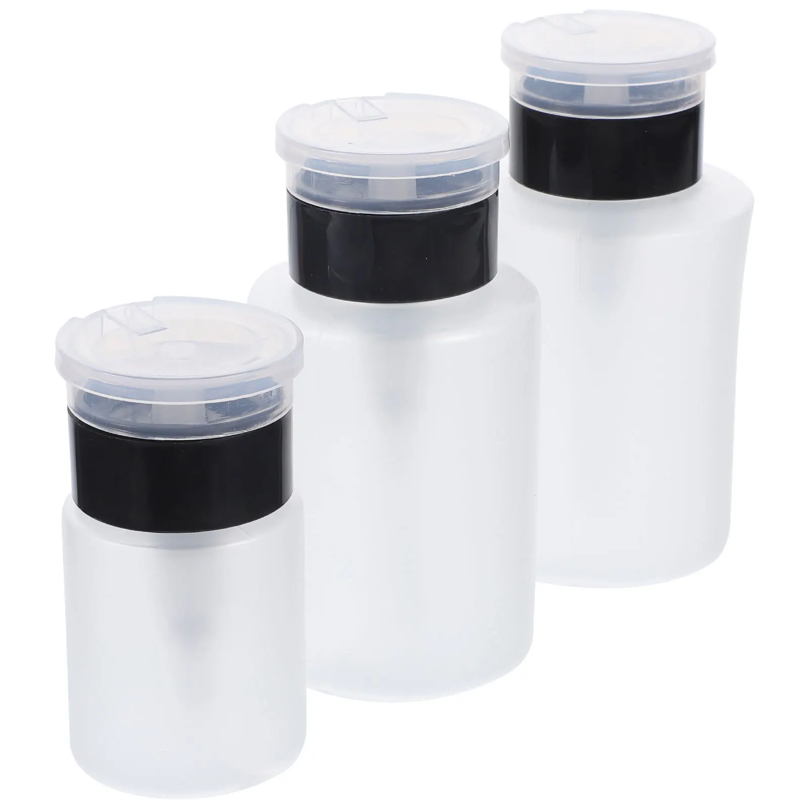 3 個の空のマニキュアリムーバーポンプボトル詰め替え可能なプレスディスペンサー液体保管メイクアップリムーバートラベルマニキュア容器