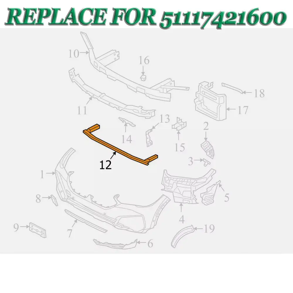 MAGICKIT For BMW X5 G05 2019-23 Front Lower Bumper Reinforcement Bar Assembly 51117421600 Bumper Cover Support Accessories