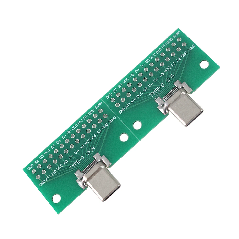 2PCS Typ-C Stecker USB 3,1 Test PCB Board Adapter Typ C 2,54mm Stecker Buchse Für daten Linie Draht Kabel