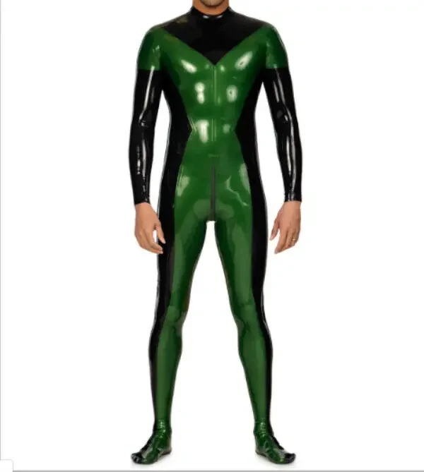 

Latex Rubber Catsuit Party Tights Green Fitness Halloween Cosplay Suit Bodysuit