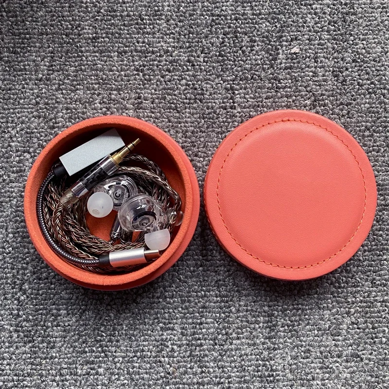 حافظة سماعة أذن فاخرة مصنوعة يدويًا من جلد البولي يوريثان، غطاء دوار، صندوق حماية فاخر ومتين للتخزين
