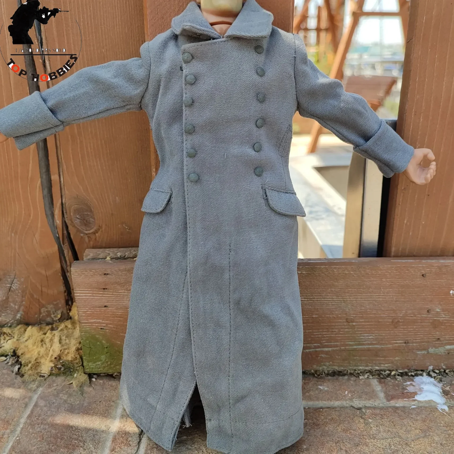 ชุดเสื้อโค้ทกำมะหยี่สีเทาสำหรับฟิกเกอร์ทหารเยอรมันสมัยสงครามโลกครั้งที่ 2 ขนาด 1/6 สำหรับตุ๊กตาทหารขนาด 12 นิ้ว