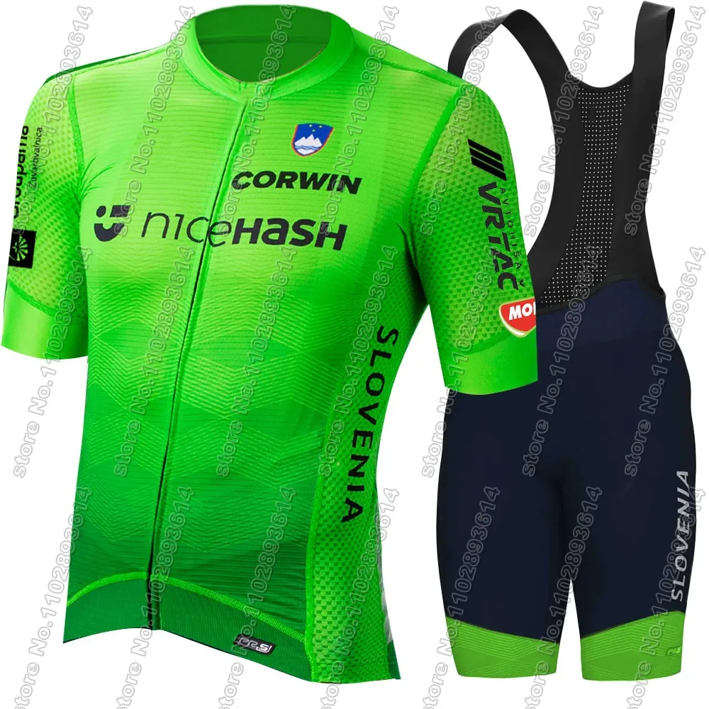 Conjunto de ropa de ciclismo del equipo nacional de los Emiratos Árabes Unidos, traje de camiseta y pantalones cortos con pechera para bicicleta de montaña, color verde, 2024