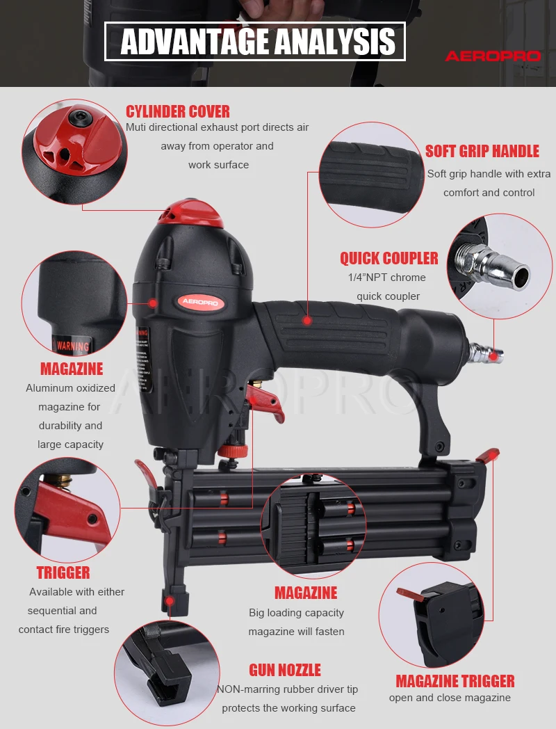F50RC 2 in 1 Combi Nailer Brad  Gun for Nail Staple Gun Gauge 15-50mm Nails Brad Nailer for Decoration Brad Stapler