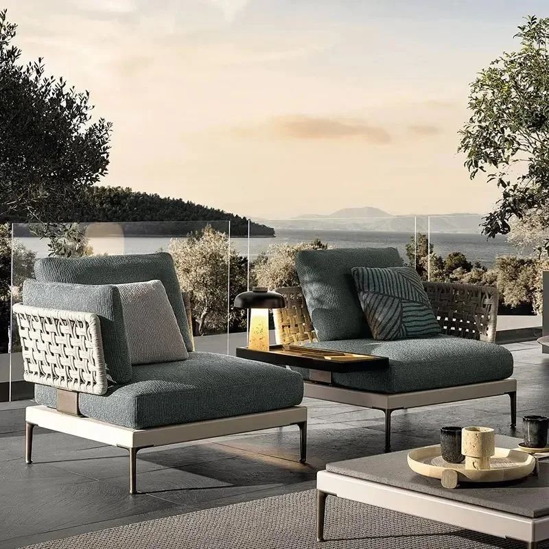 Luxury Modern Teak and Rattan Garden Furniture High Quality Outdoor Sofa Set for Dining Hotel or Park Aluminum Metal