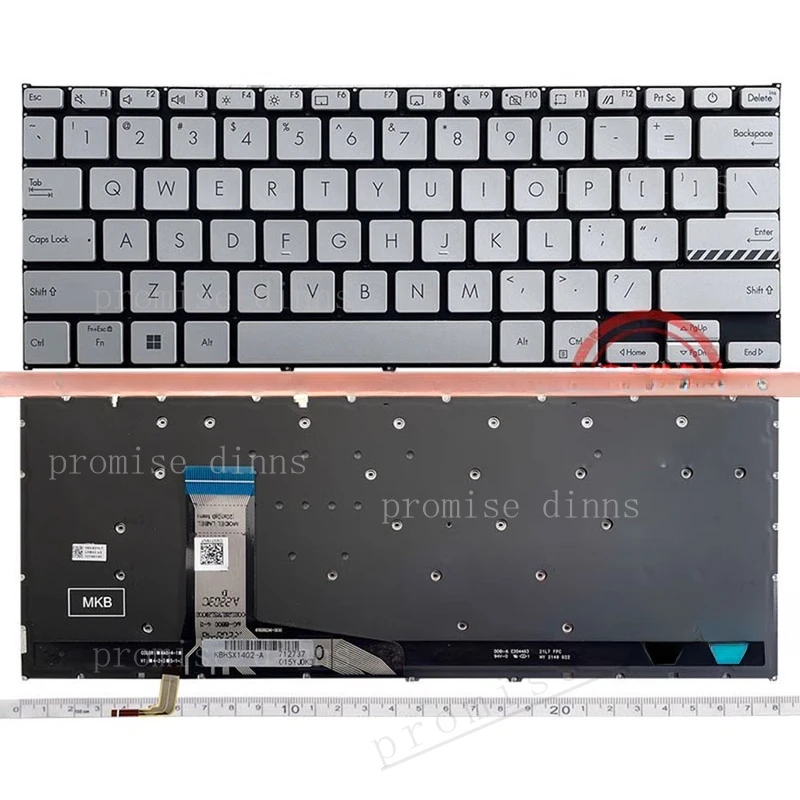 Новая клавиатура для ASUS Vivobook 14 X1402ZA X1403ZA X1404V X1405V, серебристая, с подсветкой (американская раскладка)