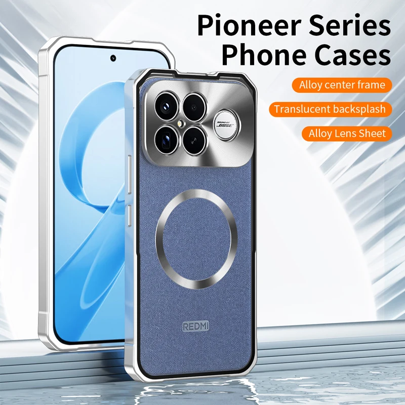 

For Xiaomi Redmi K90 Pro Max ,K90 Magnetic Case ELVEV Pioneer Series Detachable Alloy Frame Matte Translucent Hard PC Cover