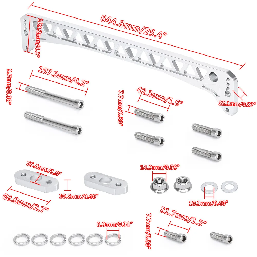 Rear Lower Billet Aluminium Control Arm Kit + Subframe Brace Sliver For 1996-2000 Honda Civic EK