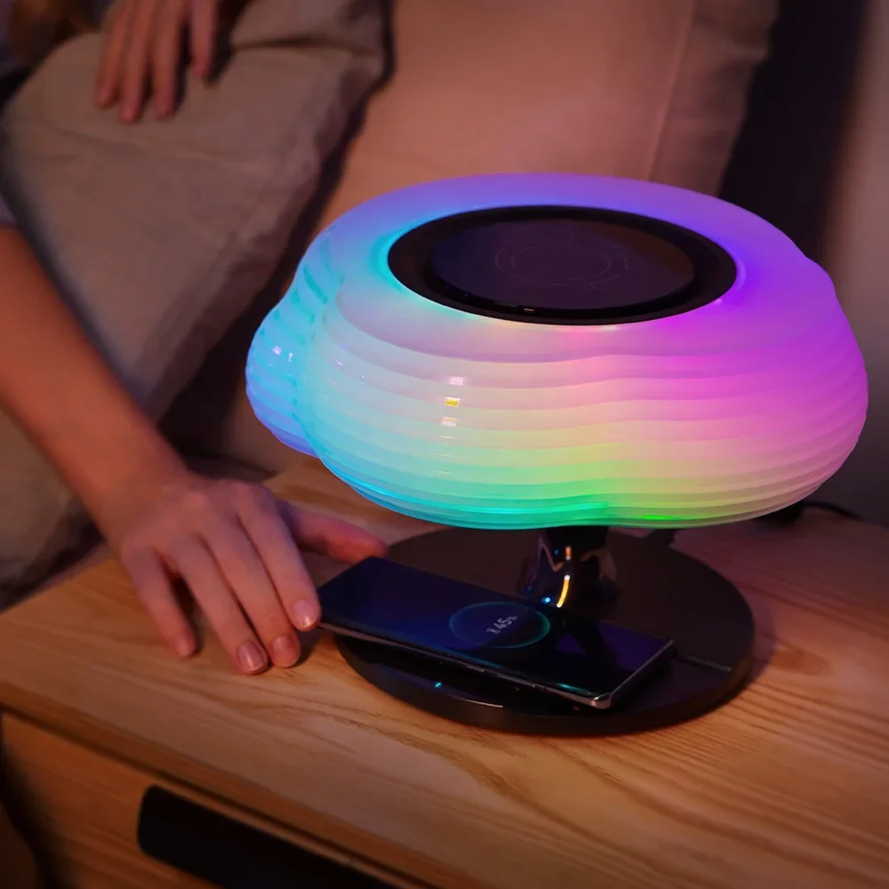 RGB Atmosphere Lamp BT High Sound Quality LED Wireless Charging Table Lamp Cloud Smart Speakers