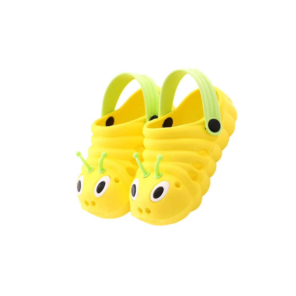 1 Pair Caterpillar Beach Non-slip Shoes Cartoon Summer Sandals Cool Slipper for Boys Girls (Yellow Size 27 Length 16cm)