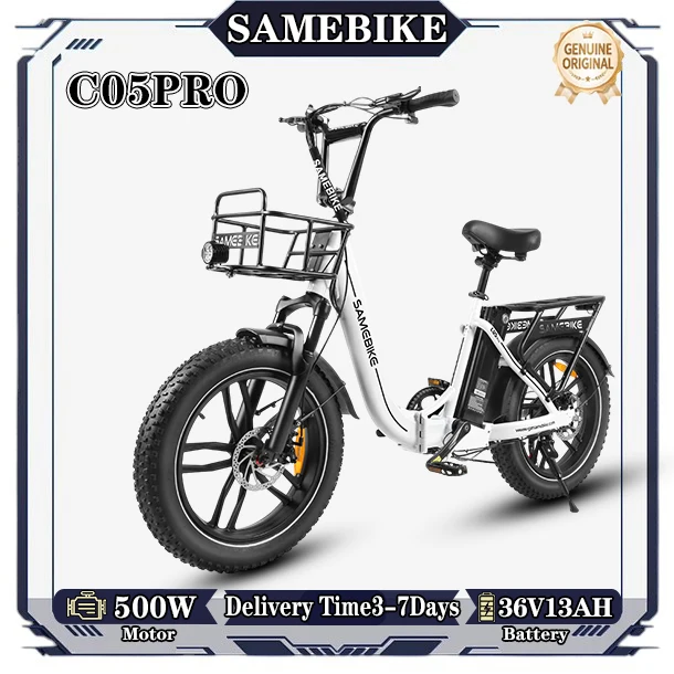 SAMEBIKE C05PRO Opvouwbare Elektrische Fiets 500W Motor 36V13AH Verwijderbare Batterij 20*4.0 inch All-Terrain Vetbanden Volwassen E-bike