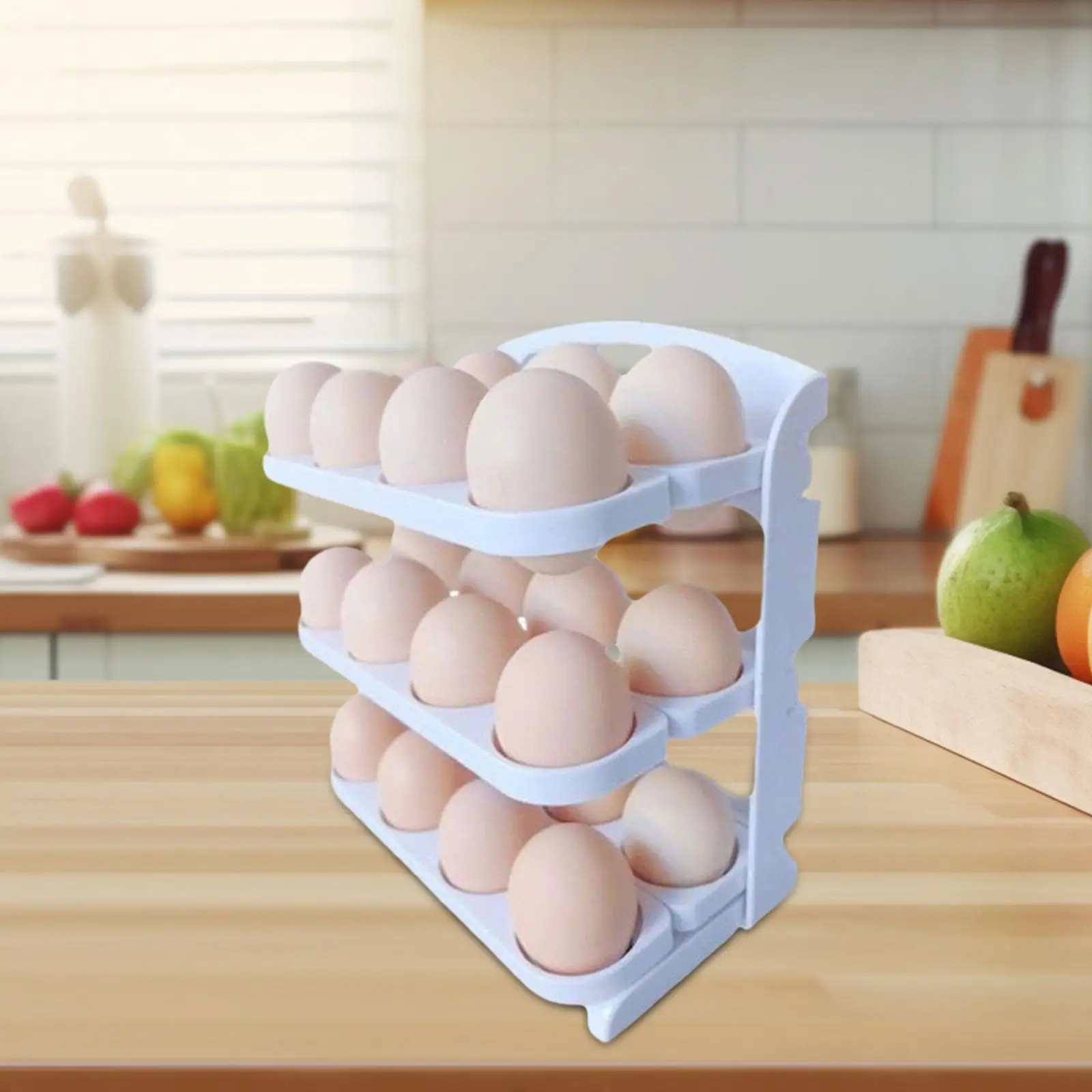 Flippable Egg Holder Egg Fresh Storage Box 3 Tier Egg Dispenser Folding Organizer Storage Rack for Fridge Side Door Counter