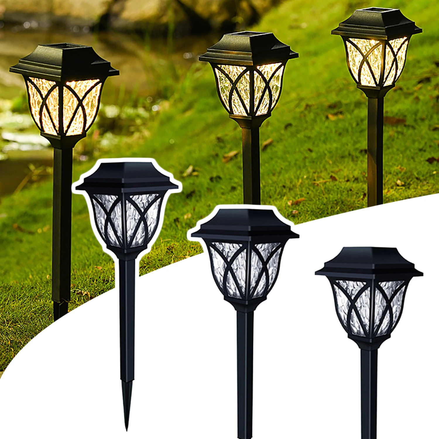 2Pcs Garden Solar Lamp Outdoor Waterproof Pathway Light Garden Lawn Flower Bed Yard Patio Driveway Walkway Path LED Lighting