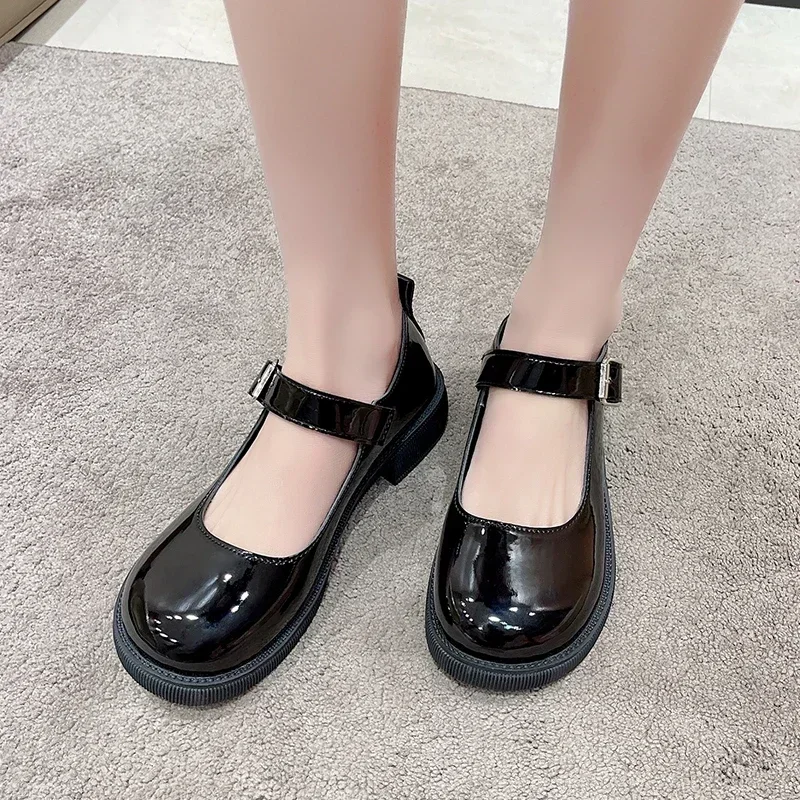 Women's 2025 Spring/Summer/Autumn New British Academy Style Low Heel Round Toe Mary Jane Single Shoes with Small Leather Shoes