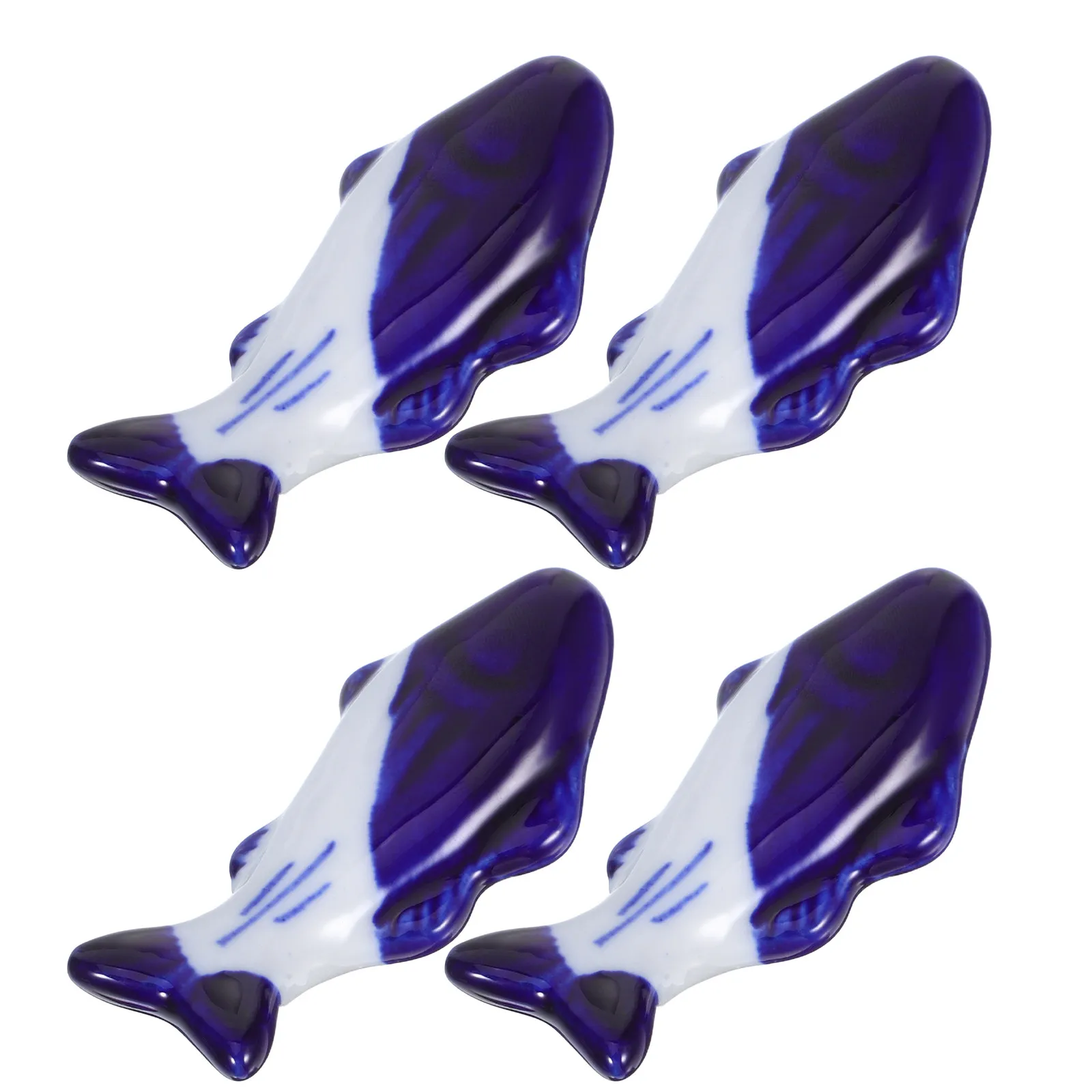 4Pcs Ceramic Fish Shape Brush Holder Stable Calligraphy Desk Pen Stand Cute Paintbrush Rest Small Pencil Holder Office Desk