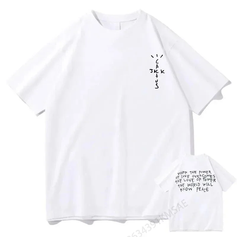 New Cactus Jack T Shirt Fashion Letter Print T-Shirt Men Women Casual Loose Oversized Tshirt Hip Hop Trend Tee Short Sleeve Tops