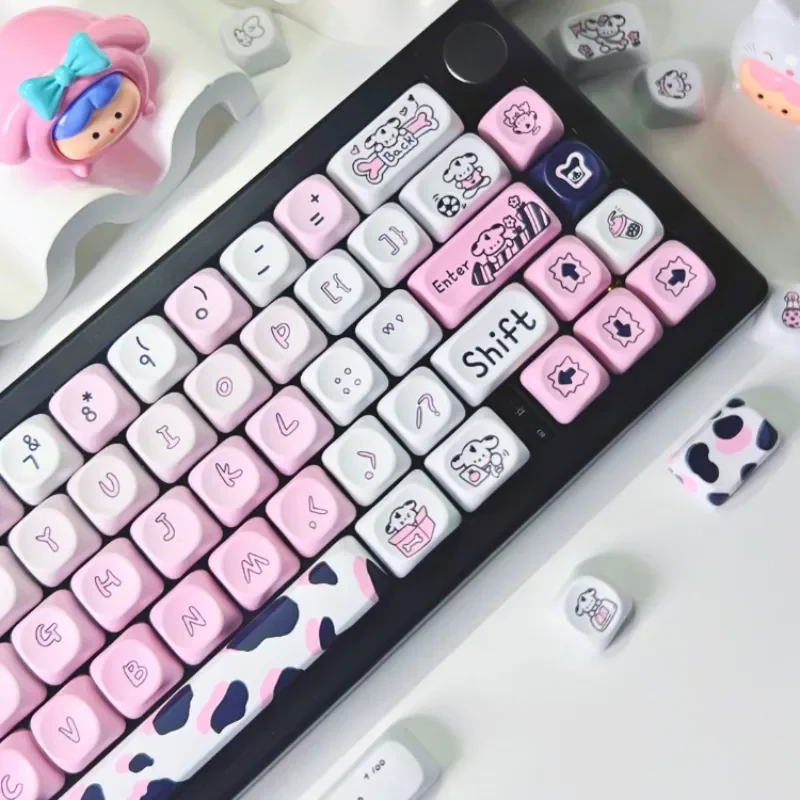 Spotted Puppy Theme Keycaps 130 Key PBT Sublimation MOA Profile Customized Keycaps Gaming Mechanical Keyboard Accessories Gifts