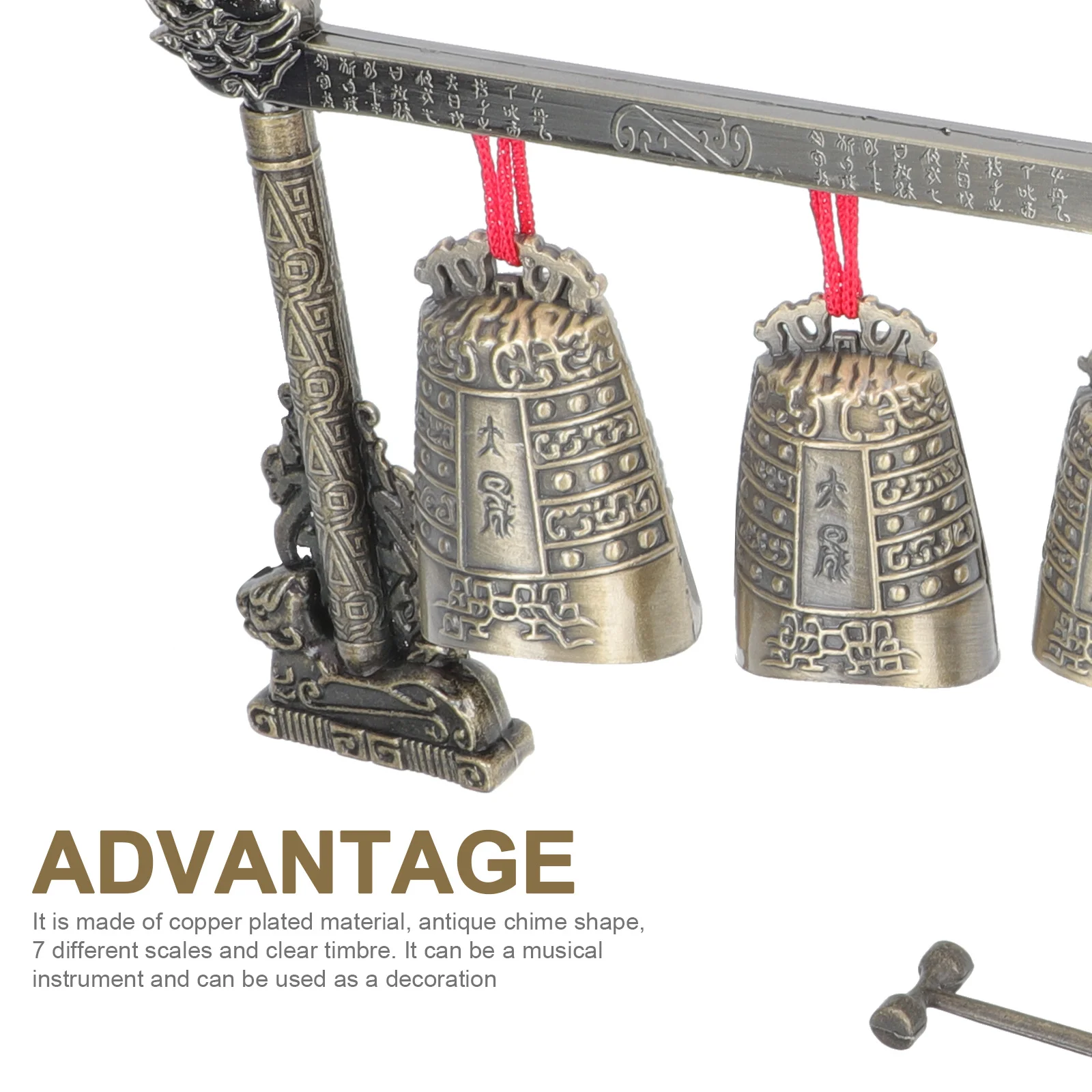 

1Set Chimes Percussion Instrument Single Layer Retro Desktop Decoration Chinese Chimes Ornament Classical Music