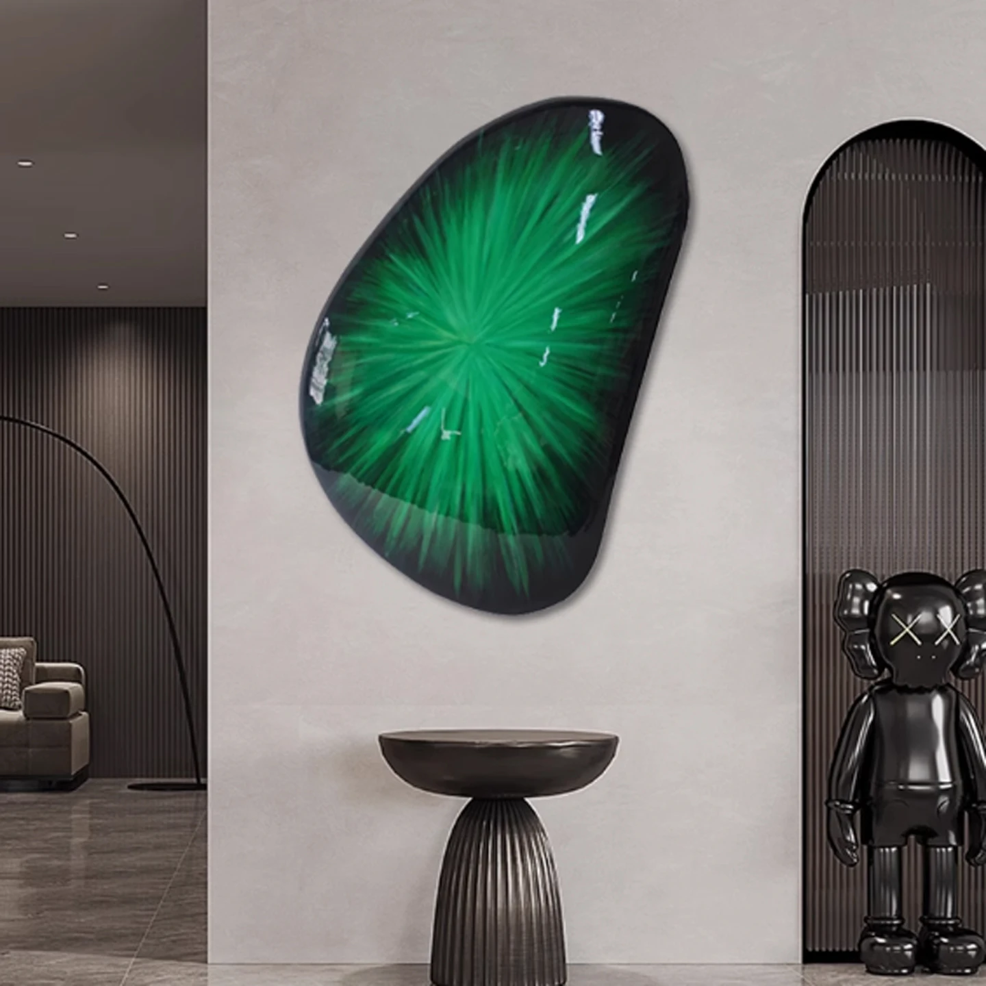 Creative irregular shaped resin wall decoration, light luxury hand-painted fan-shaped waterproof colored wall pendant ZY318IK