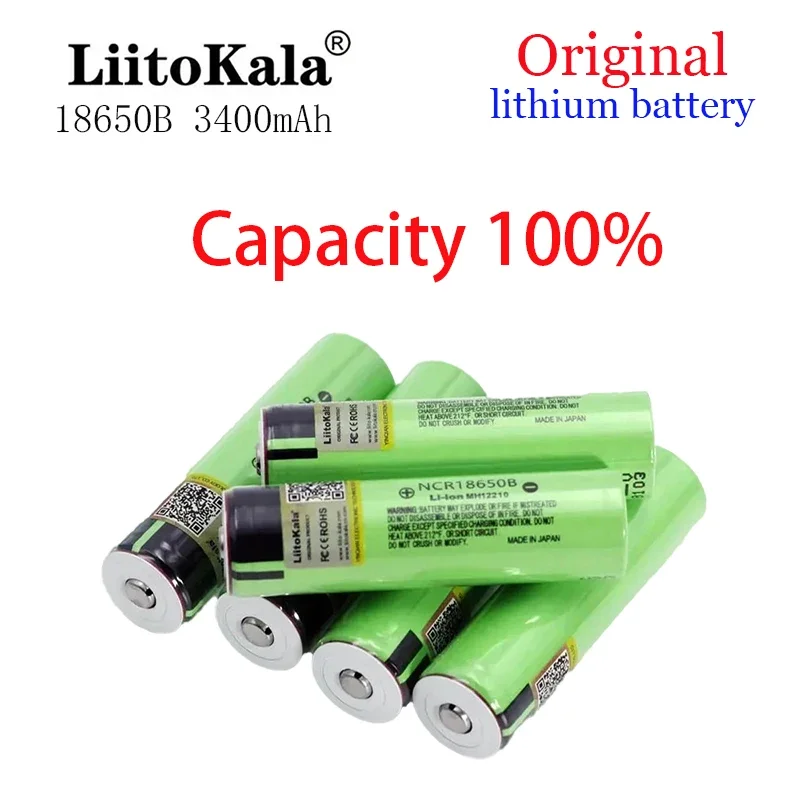 3.7V 3400mAh Liitokala brand original NCR18650B 18650 lithium battery, for Bluetooth speakers, POS machines, flashlights