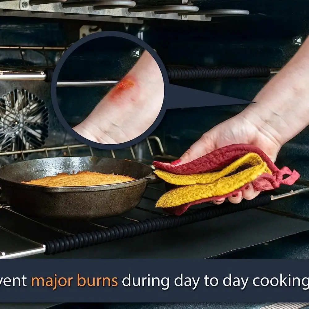 2Pcs Silicone Oven Rack Protector High Temperature Heat Resistant Heat Insulation Strip Avoid Scald Threaded