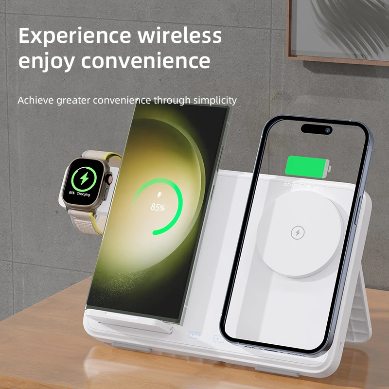 Foldable Wireless Charger Stand for Samsung Galaxy Z Fold 5 4 3 S23 Ultra 15W Fast Charger Dock Station for Galaxy Watch 6 Buds2