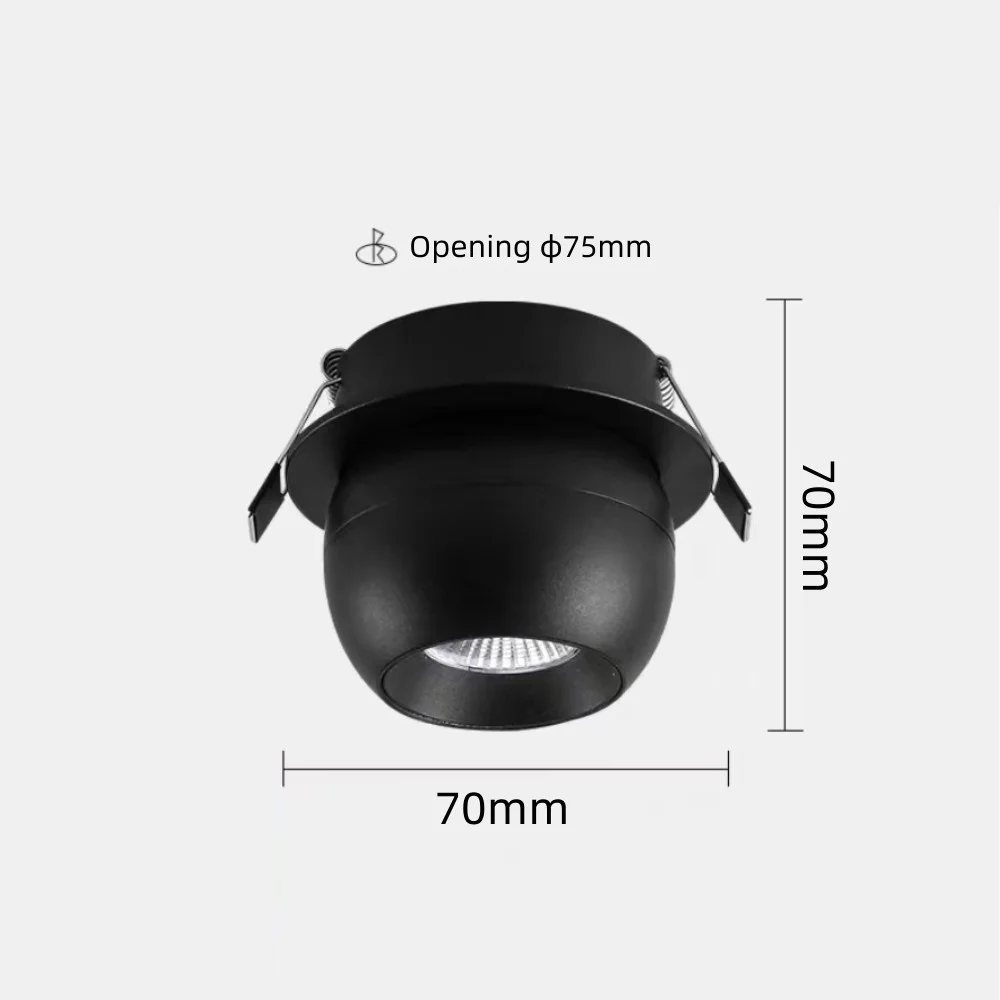 Embedded LED universal spotlight with 75mm LED dimming ceiling light for room decoration lighting