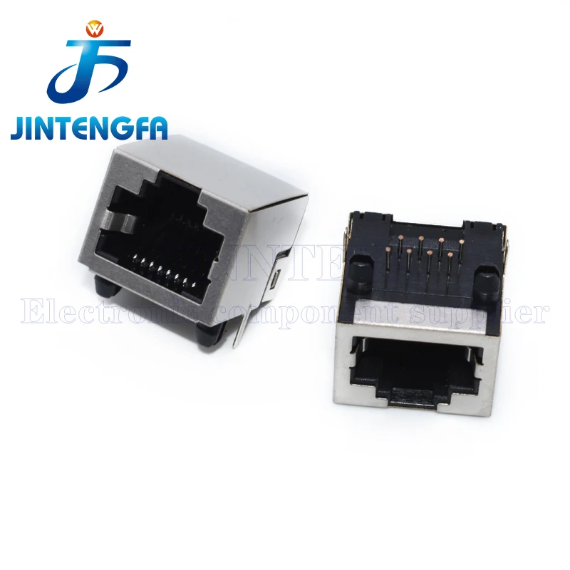 10PCS RJ45 Socket 8 Pin Cable Interface Shielded Crystal Head Light Copper Shell Connector Female 8P8C 56 58 13/15*18MM 90°
