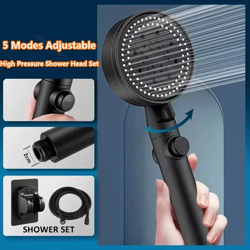 

Насадка для душа с 5 режимами, регулируемая, высокого давления, ручная, подвесная, аксессуар для ванной комнаты ﻿ Наборы для дома