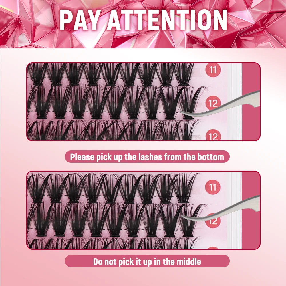 FADVAN 14 Rows Heat Individual Cluster C/D Curl DIY False Eyelashes Curling Mixed 9-14mm Lengthening
