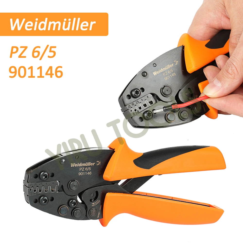 WEIDMULLER 9011460000 & Terminal Kits, Crimping tool for wire-end ferrules, 0.25mm², 6mm², Trapezoidal indentation crimp