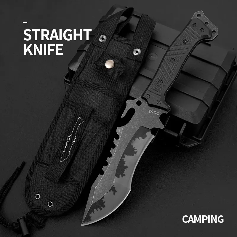 1pc Outdoor tactical knife, monolithic backbone, wilderness survival knife, self-defense and obstacle clearing knife