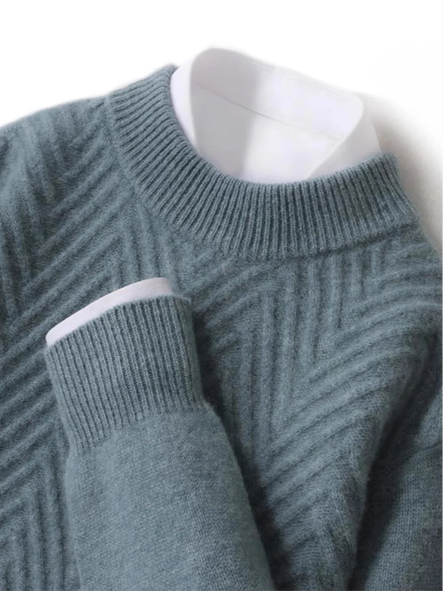 

Spring New plus Size Knitted Wool Sweater Men Loose Thiened f High Collar Camere Casual Base Layer Woolen Sweater