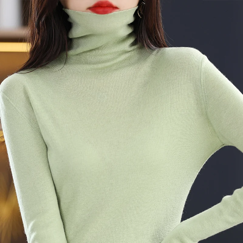 2023 Spring Women\'s Wool Knitted Pullovers High Elastic Cashmere Sweater Lady\'s Grade Up Soft Warm Slim Jumper Thin Tops Autumn