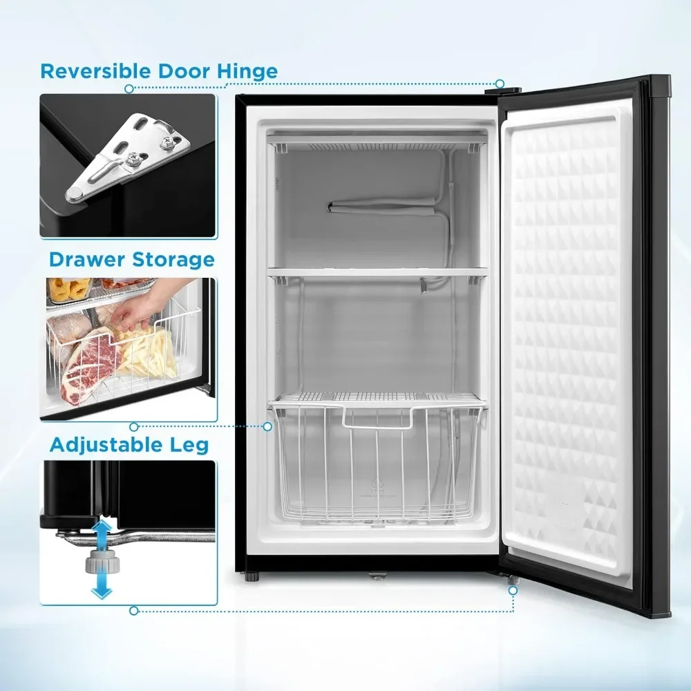 Upright Freezer Large Black, 3.0 Cubic Feet