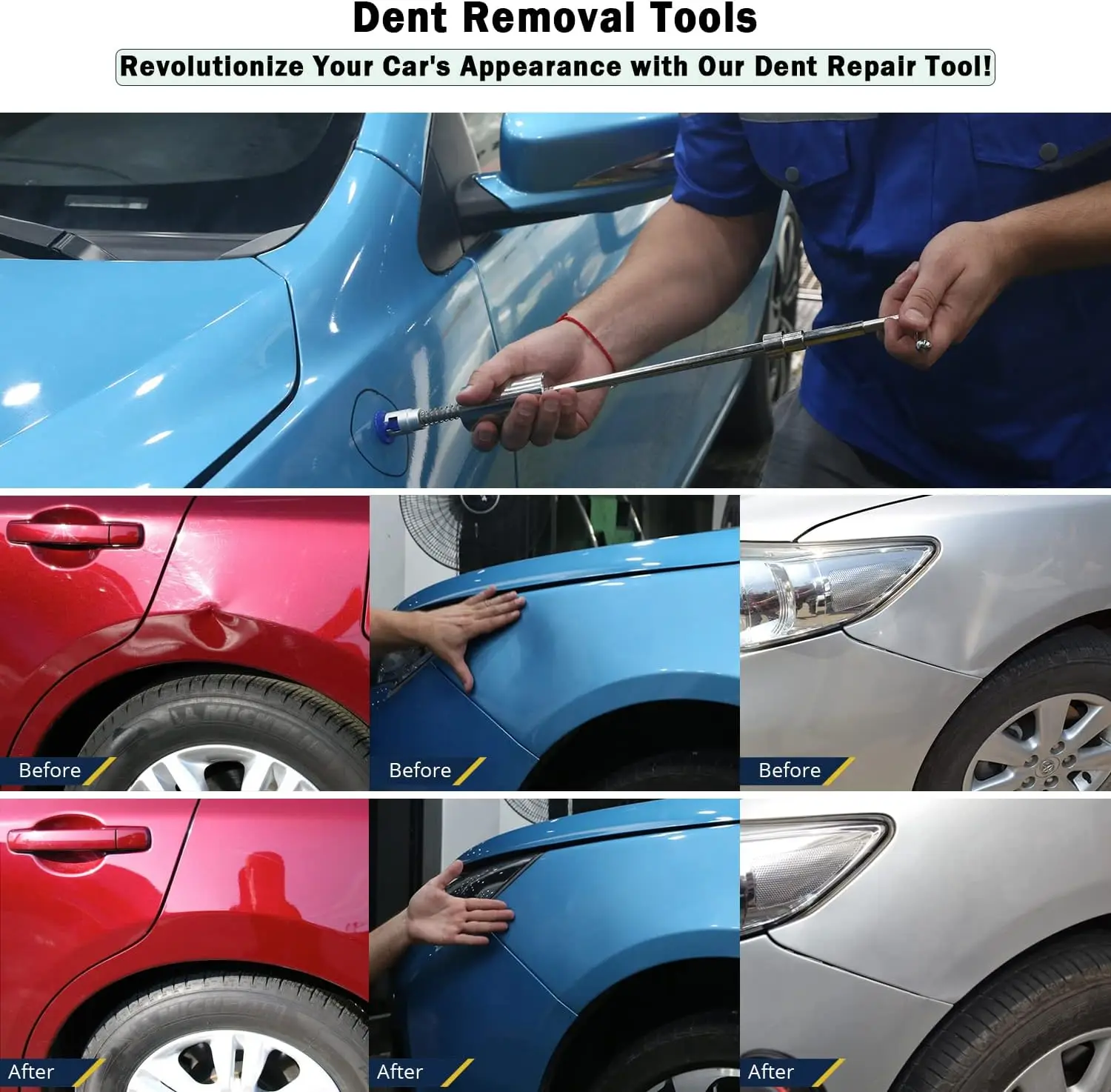 Paintless Dent Repair Kit,Car Dent Removal Tools,Dent Puller Kit with  Lifter,Bridge Puller,Slide Hammer T-Bar for Car Body Dent