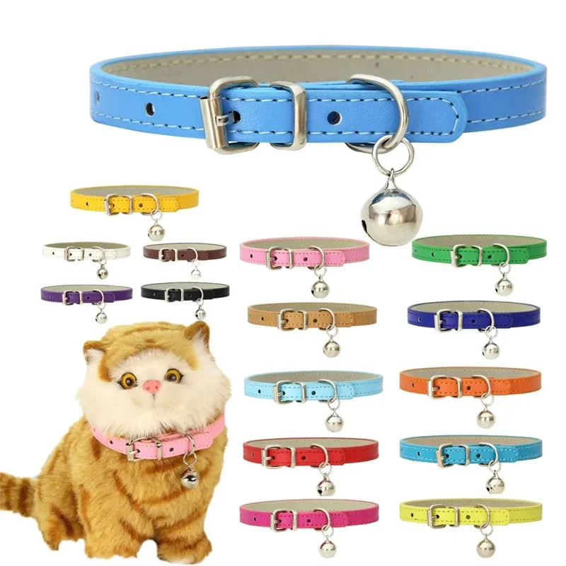 

New Cute Cat Collar with Bell Breakaway Faux Leather Adjustable Safety Collars Cat Products for Cats Pet Supplies