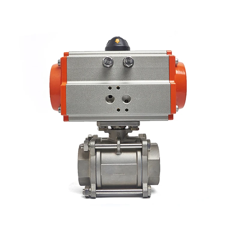 

2-1/2" Three Piece 304 Stainless Steel High Platform Pneumatic Ball Valve DN65 Ball Valve With Double Acting Cylinder